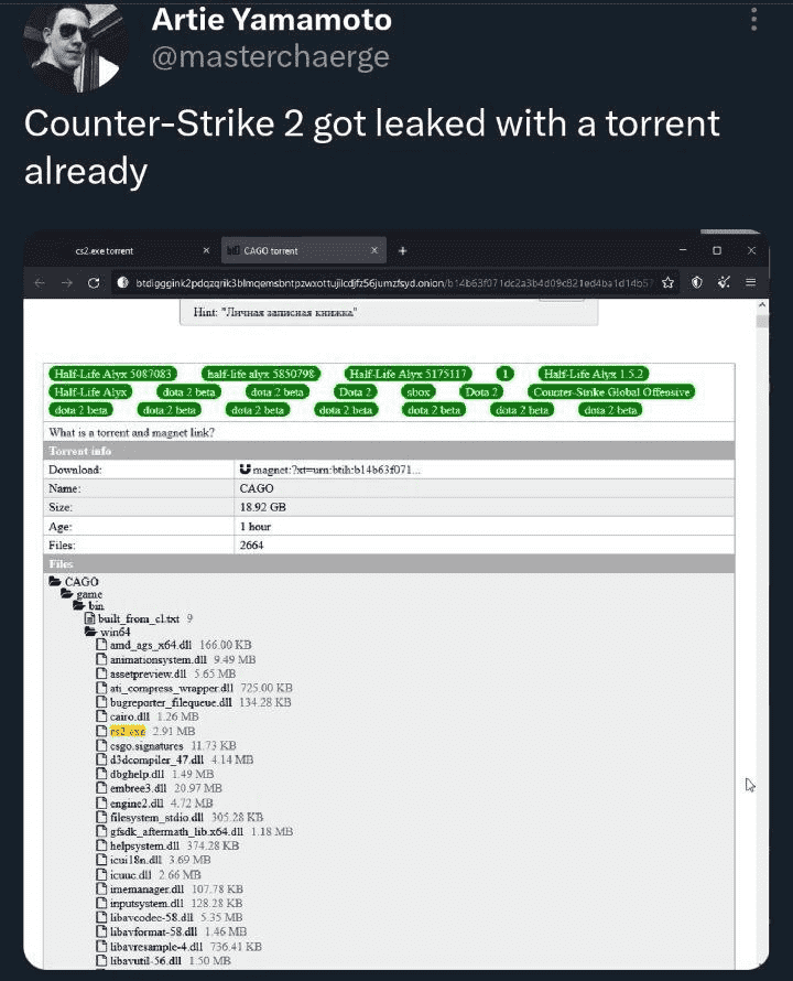 Counter-Strike 2 Leaks via Torrent Ahead of Release This Summer - Insider  Gaming