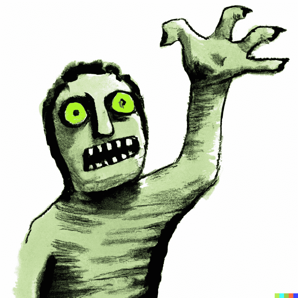 DALL·E 2022-12-31 18.14.31 - Impression art of zombie raising right hand.png