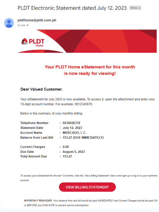 PLDT Electronic Statement dated July 12, 2023.png