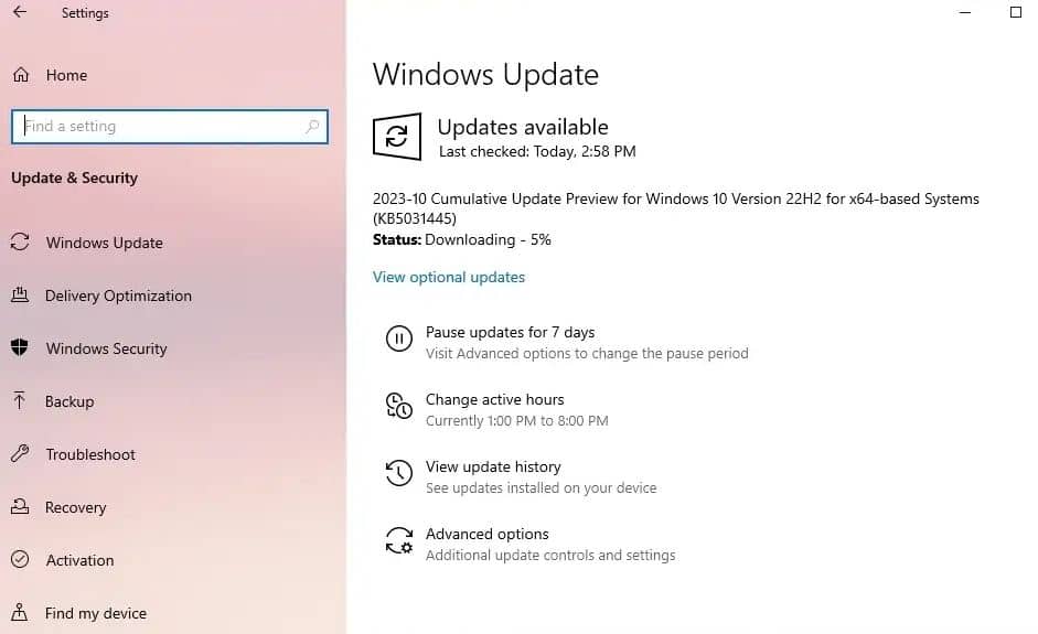 Download Windows 10 build 19045.3516