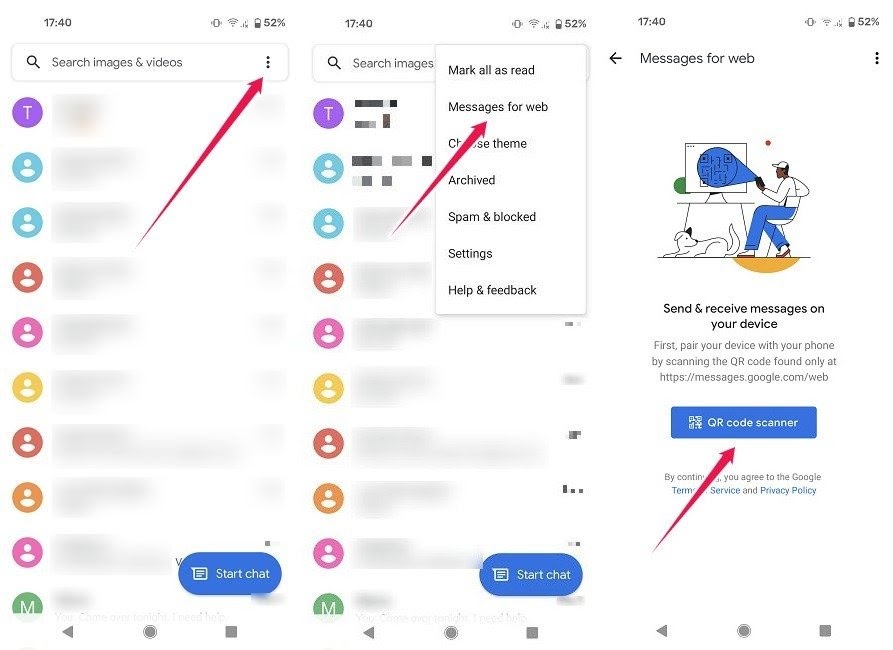 Access Google Messages Desktop Activate Messages For Web From Phone