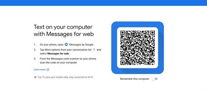 Access Google Messages Desktop Web App View